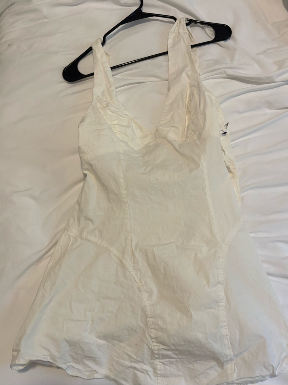Free People Cream Mini Dress with V-Neck